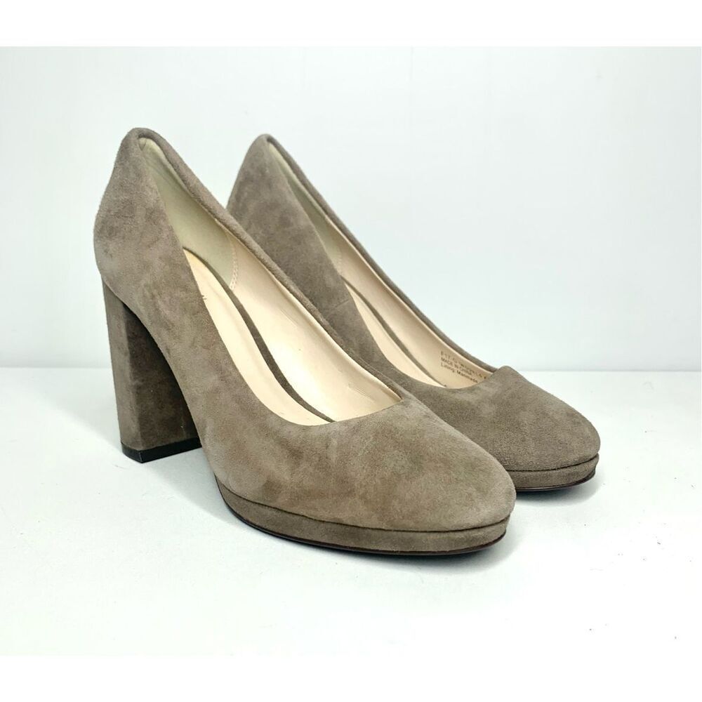 Cole Haan Renner Grand Pumps Heels Suede Leather Block Heel Morel Women 6.5